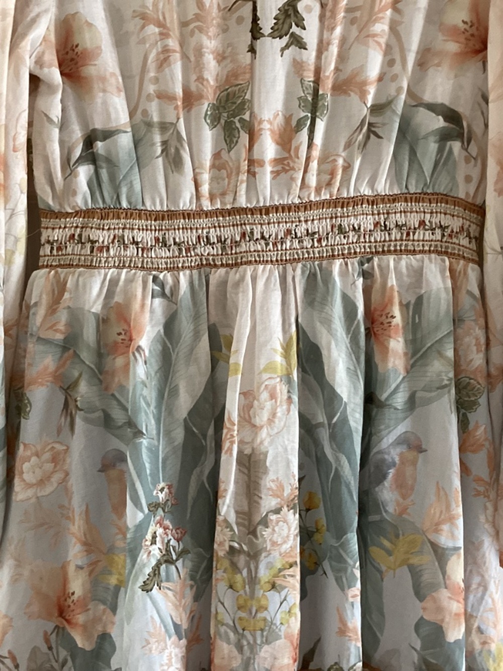 Calypso St. Barth Cotton Pastel Blue Floral V-Neck Faux Wrap Frill Mini Dress - Picture 9 of 16